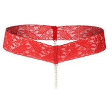 Thongs And G-String Women Sexy Pearls Crotchless Underwear Women Low Waist Sexy Women Lace Panties 6Colors #425 BL