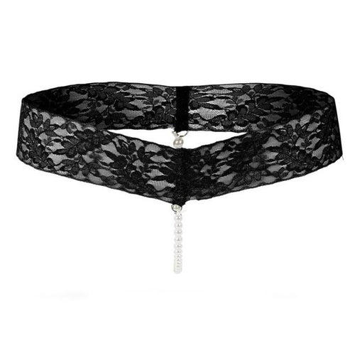 Thongs And G-String Women Sexy Pearls Crotchless Underwear Women Low Waist Sexy Women Lace Panties 6Colors #425 BL
