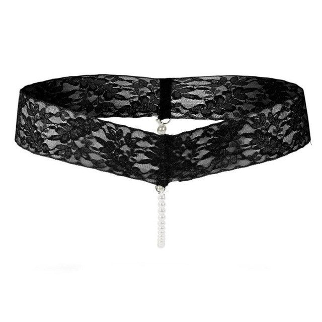 Thongs And G-String Women Sexy Pearls Crotchless Underwear Women Low Waist Sexy Women Lace Panties 6Colors #425 BL