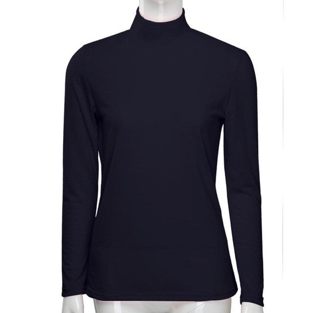 Turuleneck Bottom T-Shirts Black Pink Long Sleeve Four Seasons Basic Tee Tops Women Ladies Tshirt Femme #1209 BL