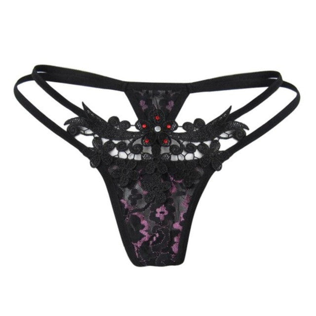 Underwear Women Sexy Lingerie Gauze Low Waist Thongs and G String Lace Panties T-back Transparent Panties #23 BL