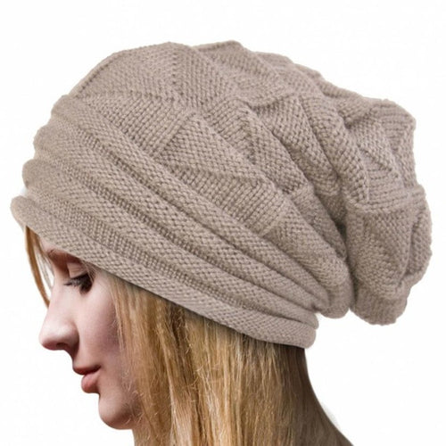 Fasihon Women Beanies Skullies Female Knit Wool Crochet Cap Hip-Hop   Warm Hats Caps Female 6Colors #03 BL