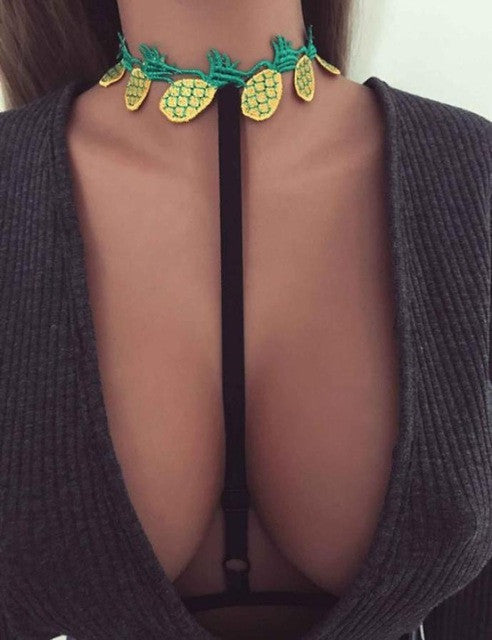 Sexy Halter Neck Crop Top Women Alluring Fruit Print Elastic sexy Bandage Strappy Hollow Out Cropped Tops #419 BL