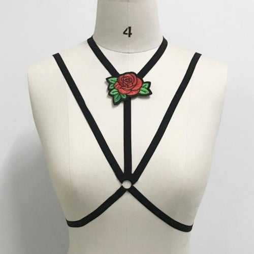 Sexy Women Halter Neck Embroidery Floral Bandage Lingerie Bustier Bra sexy Crop Top Female camiseta tirantes mujer #424 BL