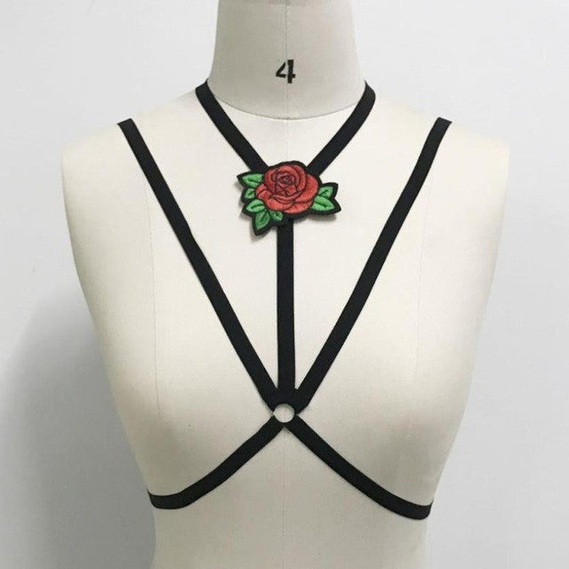 Sexy Women Halter Neck Embroidery Floral Bandage Lingerie Bustier Bra sexy Crop Top Female camiseta tirantes mujer #424 BL