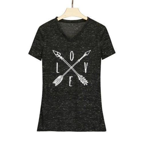 T-shirts For Women Love Print Cotton  T Shirt Women O Neck Short Sleeve Tee Shirt Female Tops Tee #425 BL