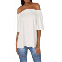 t-shirt Women Casual Irregular Off The Shoulder Back Splite O Neck Short Sleeve T-Shirt Tops Tee Shirt Femme #63 BL