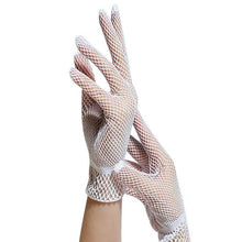 Women  UV-Proof Driving Gloves Nylon Mesh Fishnet Gloves Ladies Black White Guantes #03 BL