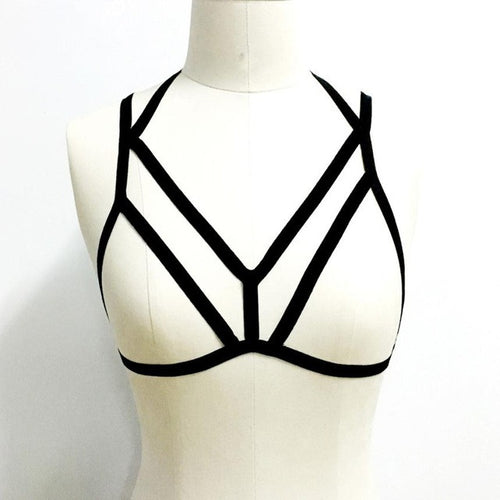 Sexy Goth Lingerie Elastic sexy Corset Bra Body Belt Strappy Crop Femme  #63 BL
