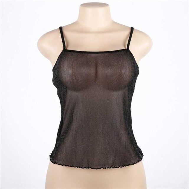 Short Tank Top Women  Style Sleeveless Crop Perspective Transparent Vest Lace Tank Tops Femlae Camisole #23 BL