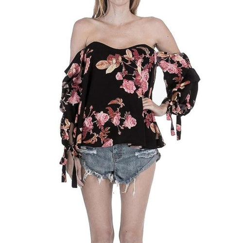 Short Sleeve Women T-Shirts Off Shoulder Tops Women Loose Flower Print Vintage Tee Shirt Women camisetas mujer #419 BL