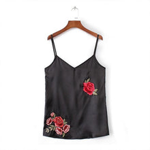 Sleeveless Tank Top For Women Sexy Appliques Rose Print Sleeveless Tank Crop Tops Vest Female Black White#63 BL