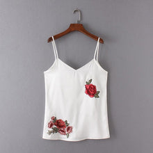 Sleeveless Tank Top For Women Sexy Appliques Rose Print Sleeveless Tank Crop Tops Vest Female Black White#63 BL