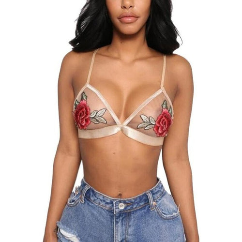 Women Ladies Sexy Lace Embroidery Crop Top Bralette triangle Camis Women Cropped  Tops Female #23 BL
