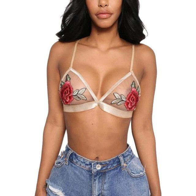 Women Ladies Sexy Lace Embroidery Crop Top Bralette triangle Camis Women Cropped  Tops Female #23 BL