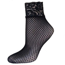 21Colors  Transparent Fishnet Socks Women Lace Nylon Hollow Out Ankle Length Short Socks Ladies Calcetines De Mujer #03 BL