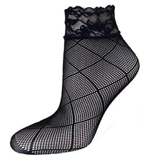 21Colors  Transparent Fishnet Socks Women Lace Nylon Hollow Out Ankle Length Short Socks Ladies Calcetines De Mujer #03 BL