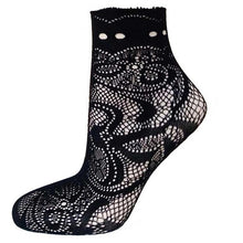 21Colors  Transparent Fishnet Socks Women Lace Nylon Hollow Out Ankle Length Short Socks Ladies Calcetines De Mujer #03 BL