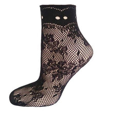 21Colors  Transparent Fishnet Socks Women Lace Nylon Hollow Out Ankle Length Short Socks Ladies Calcetines De Mujer #03 BL