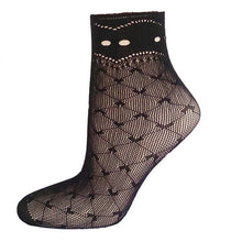 21Colors  Transparent Fishnet Socks Women Lace Nylon Hollow Out Ankle Length Short Socks Ladies Calcetines De Mujer #03 BL