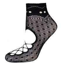 21Colors  Transparent Fishnet Socks Women Lace Nylon Hollow Out Ankle Length Short Socks Ladies Calcetines De Mujer #03 BL