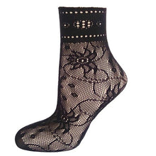 21Colors  Transparent Fishnet Socks Women Lace Nylon Hollow Out Ankle Length Short Socks Ladies Calcetines De Mujer #03 BL