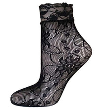 21Colors  Transparent Fishnet Socks Women Lace Nylon Hollow Out Ankle Length Short Socks Ladies Calcetines De Mujer #03 BL