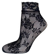 21Colors  Transparent Fishnet Socks Women Lace Nylon Hollow Out Ankle Length Short Socks Ladies Calcetines De Mujer #03 BL
