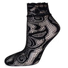 21Colors  Transparent Fishnet Socks Women Lace Nylon Hollow Out Ankle Length Short Socks Ladies Calcetines De Mujer #03 BL