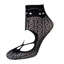 21Colors  Transparent Fishnet Socks Women Lace Nylon Hollow Out Ankle Length Short Socks Ladies Calcetines De Mujer #03 BL