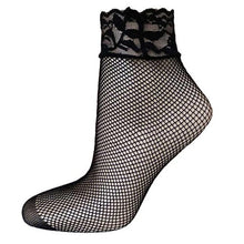 21Colors  Transparent Fishnet Socks Women Lace Nylon Hollow Out Ankle Length Short Socks Ladies Calcetines De Mujer #03 BL