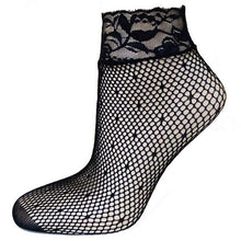 21Colors  Transparent Fishnet Socks Women Lace Nylon Hollow Out Ankle Length Short Socks Ladies Calcetines De Mujer #03 BL