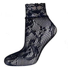 21Colors  Transparent Fishnet Socks Women Lace Nylon Hollow Out Ankle Length Short Socks Ladies Calcetines De Mujer #03 BL