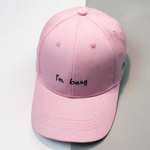 3 Colors Women Men Couple Embroidery Letter I'M Busy Baseball Cap Cotton Snapback Hip Hop Flat Hat Women Men   #01 BL