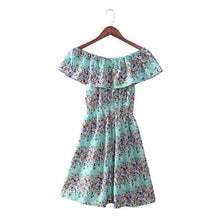 5 Colors  Women Off Shoulder Dress Floral PrintGirls Womens Dresess Boat Neck Strapless Cute Dress Female Vestidos BL