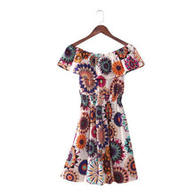 5 Colors  Women Off Shoulder Dress Floral PrintGirls Womens Dresess Boat Neck Strapless Cute Dress Female Vestidos BL