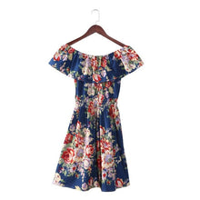 5 Colors  Women Off Shoulder Dress Floral PrintGirls Womens Dresess Boat Neck Strapless Cute Dress Female Vestidos BL