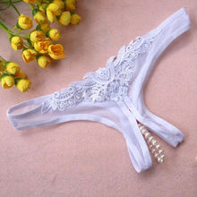 7Colors Sexy Women Pearl G-String And Thongs Solid Low Waist Open Crotch Underwear Women bragas mujer   #425 BL