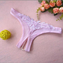 7Colors Sexy Women Pearl G-String And Thongs Solid Low Waist Open Crotch Underwear Women bragas mujer   #425 BL