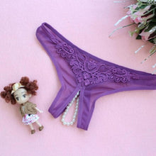 7Colors Sexy Women Pearl G-String And Thongs Solid Low Waist Open Crotch Underwear Women bragas mujer   #425 BL