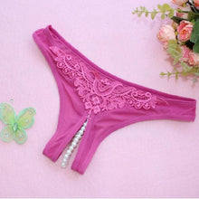 7Colors Sexy Women Pearl G-String And Thongs Solid Low Waist Open Crotch Underwear Women bragas mujer   #425 BL