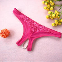 7Colors Sexy Women Pearl G-String And Thongs Solid Low Waist Open Crotch Underwear Women bragas mujer   #425 BL