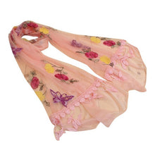 8 Colors   Women's Scarves Embroidery Tassel Voile   Soft Warm Sacrf For Women Butterfly Shawl Wrap #1201 BL