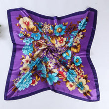 90cm*90cm   Female Floral Print Scarf Women Polyester Scarf  Design Office Ladies Square Scarf/Shawl Women #1201 BL