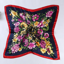 90cm*90cm   Female Floral Print Scarf Women Polyester Scarf  Design Office Ladies Square Scarf/Shawl Women #1201 BL