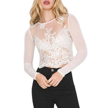 Sexy Lace Women Transparent Long Sleeve Shirts Black White Zipper Novelty Women Tops Plus Size Shirts Femme BL