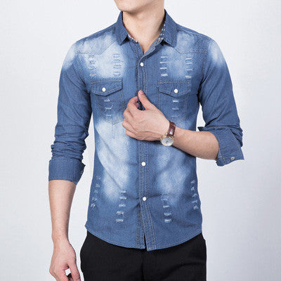 Men Denim Shirts Shirts Men Denim Jeans Casual Slim Fits BL