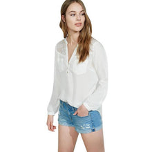 Shirts  Women Chiffon Lace Hollow Out Long Sleeve V-neck  Casual Tops Female Blouses Womens Blousa BL