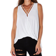Blusas Mujer   Women Chiffon Loose Tops Sleeveless Solid V Neck Ladies Blouses Casual Tank Tops Blusas Feminina #63 BL
