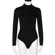 Bodysuits Women  Turtleneck Long Sleeve Black White Bodycon Overalls Rompers Womens Slim Bodysuit combinaison femme &23 BL